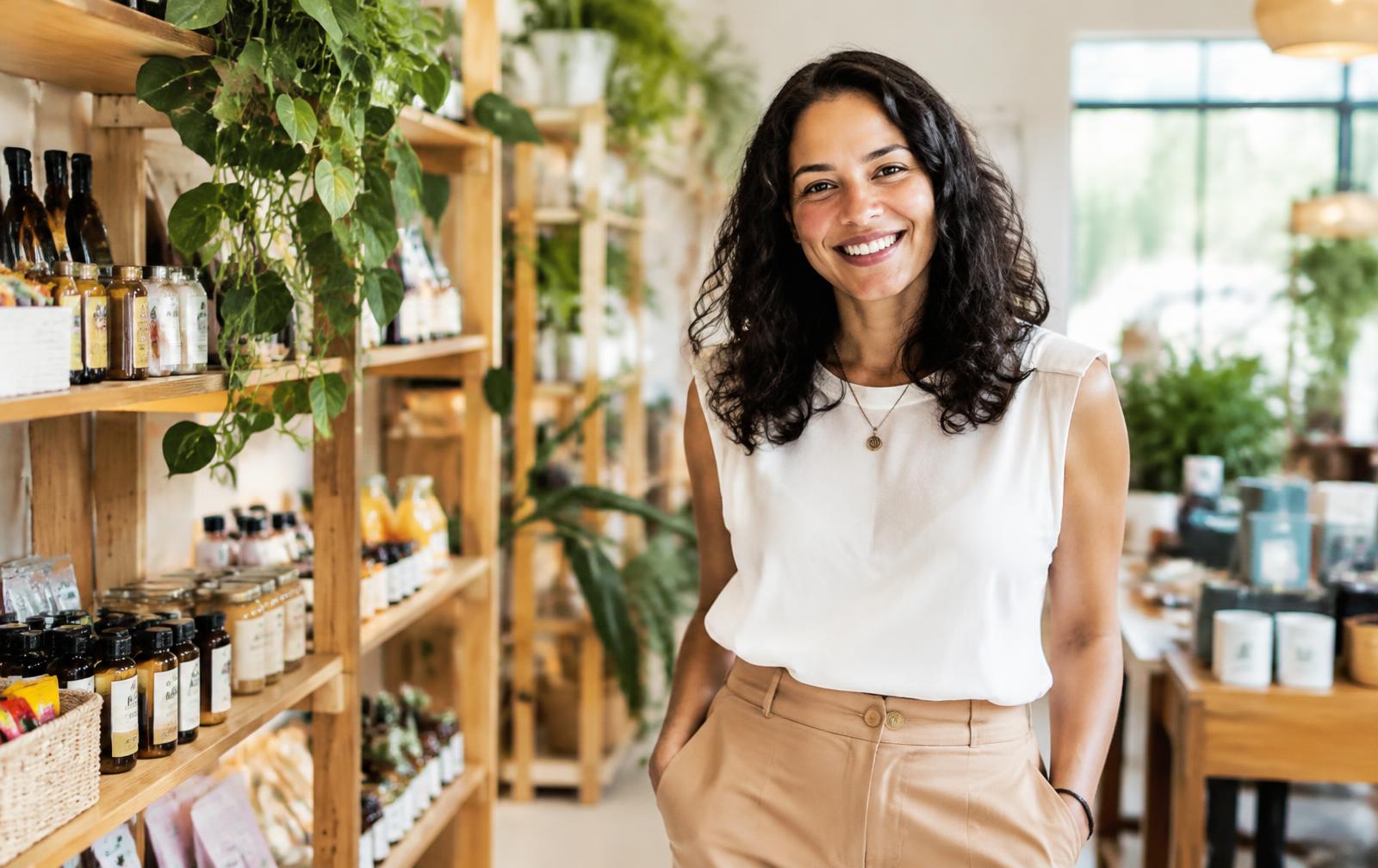 Empreendedora brasileira em sua loja